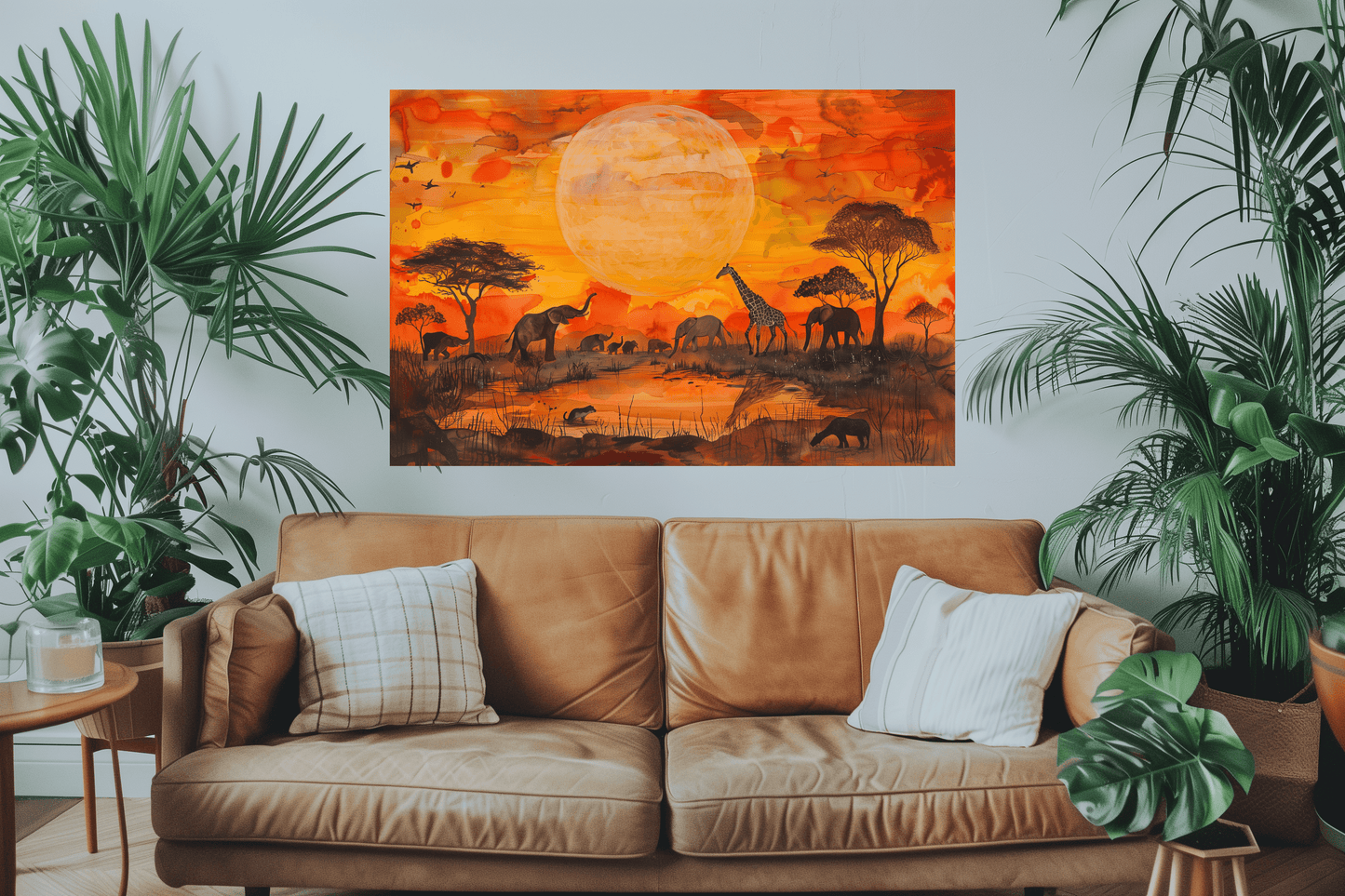 Animals Africa Sunset - Canvas 